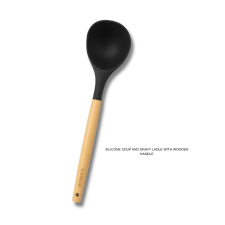 Silicone Soup And Gravy Ladle With Wooden Handle