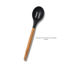 Silicone Slotted Spoon With Wooden Handle