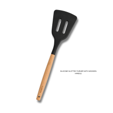 Silicone Slotted Turner With Wooden Handle